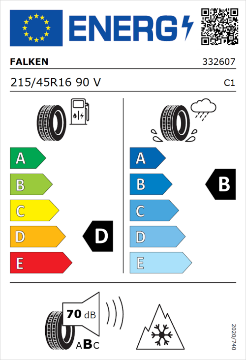 Tyre Label for Falken Euroall Season AS210 215/45R16 90V