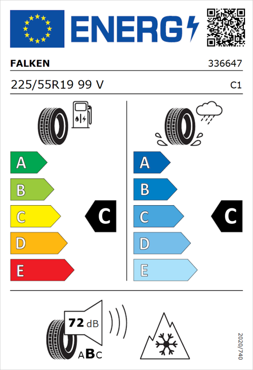 Tyre Label for Falken Euroall Season AS210 225/55R19 99V